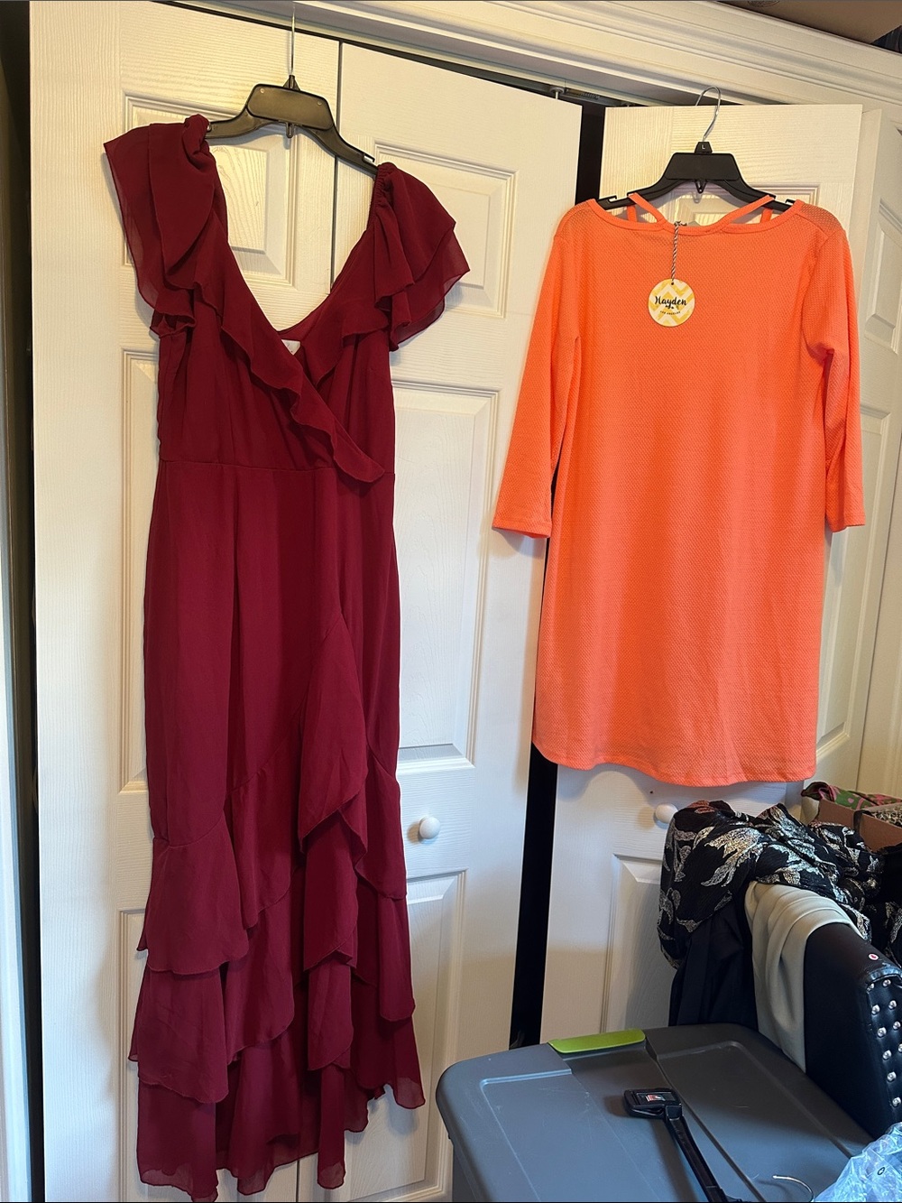 Women’s Burgundy Ruffle Maxi Dress - Flowy V-Neck Evening Gown